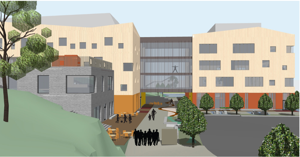 Tegning av ny skole Tegning av ny skole